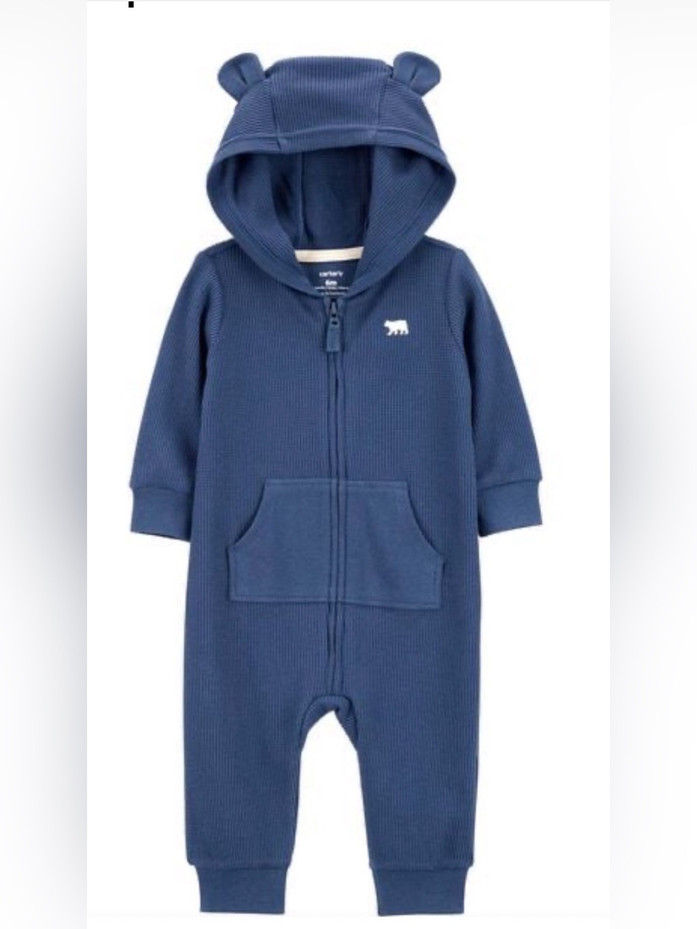 Carter's Navy Blue Hooded One-Piece Romper with Bear Ears